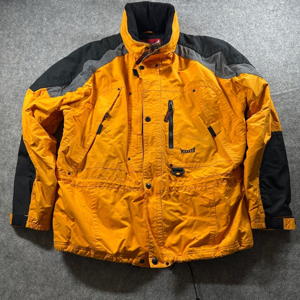 Vtg 90s Marker Ski Jacket Mens XL Orange Colorblock Insulated Winter Coat